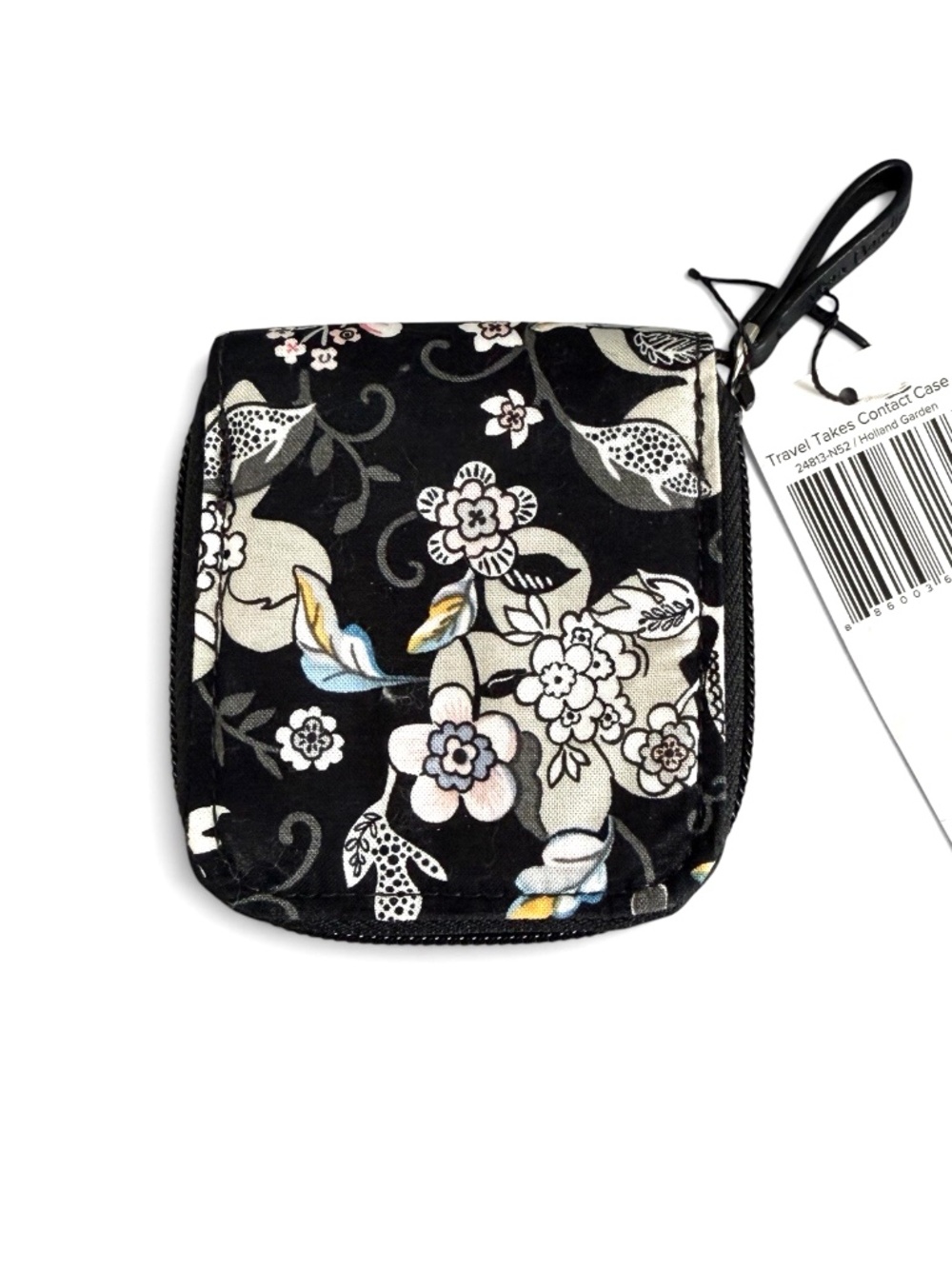 Vera Bradley Holland Garden Travel Takes Zippered Contact Case Black Floral NWT